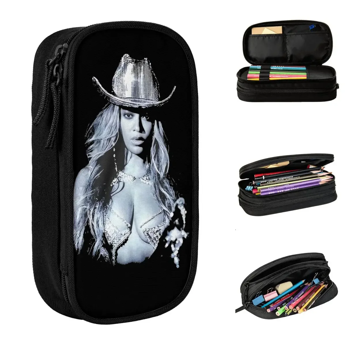 Concert Merch Beyonce Cowboy Carter Pencil Case Pen Bag for Student Big Capacity Students School Gift Pencilcases