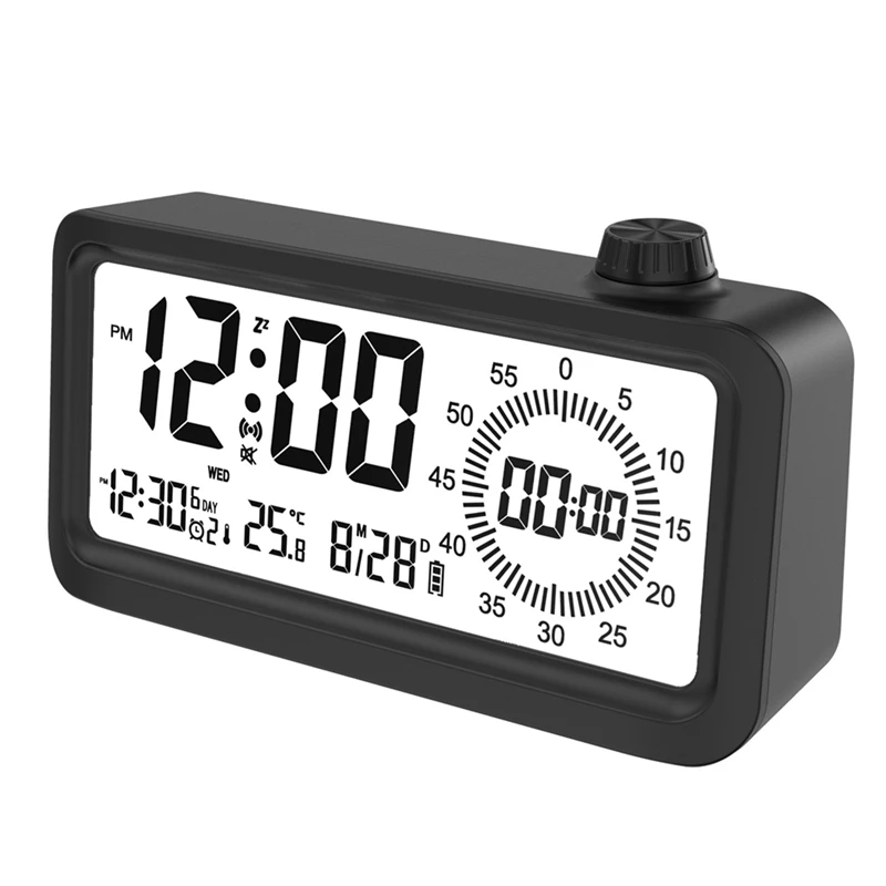 Countdown Alarm Clock Dual Display Visual Manager Alarm Clock Ambient Temperature Detection Knob Design Clocks