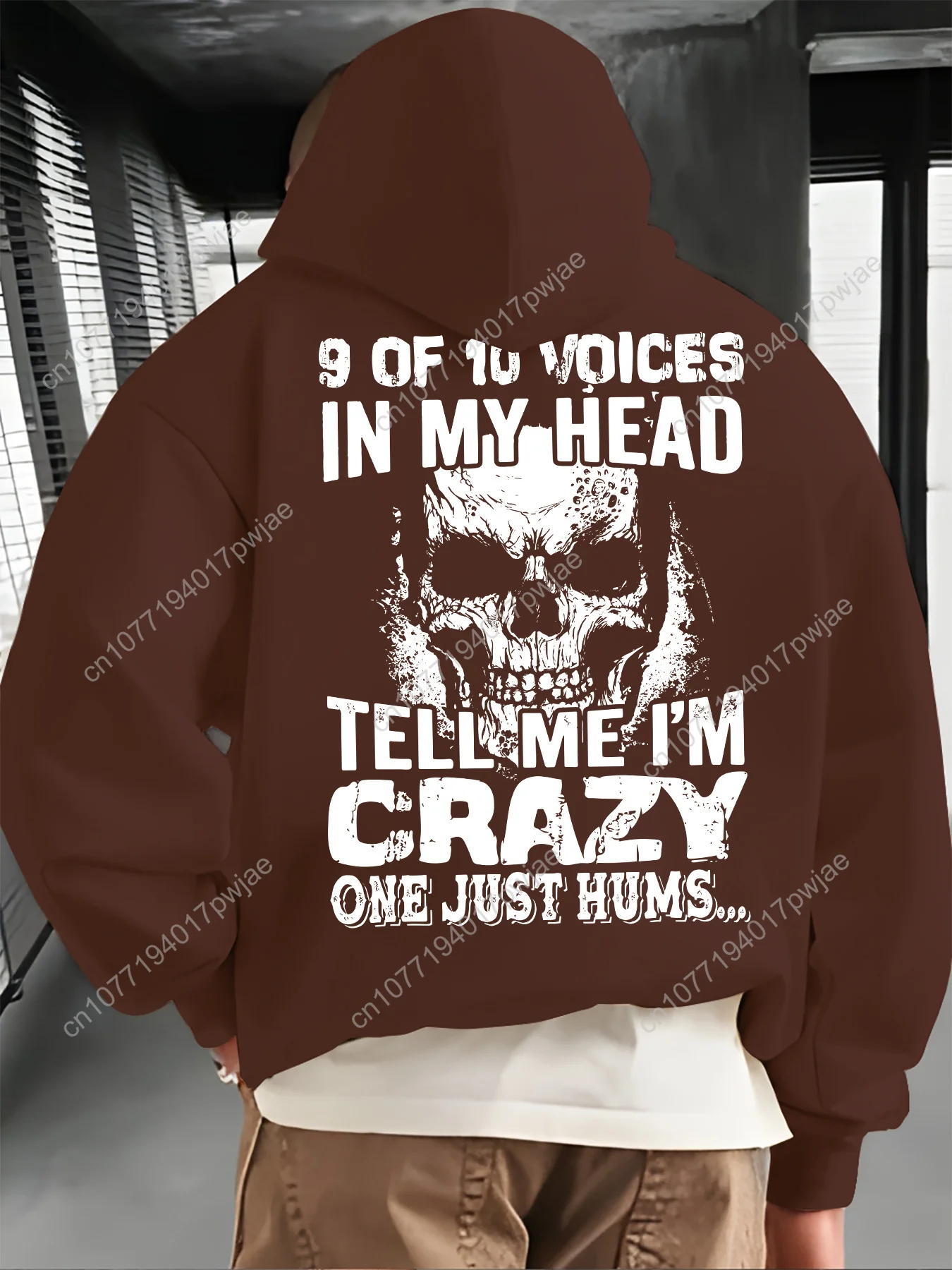 Felpa con cappuccio grafica con teschio e testo audace da uomo - Pullover casual blu navy con tasca a marsupio e cappuccio con coulisse regolabile, 9 voci D