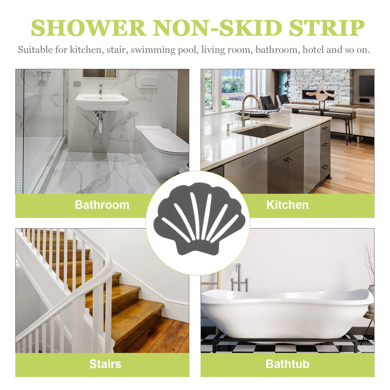 

30 Pcs Shell Shaped Anti slip Stickers Blue Bath Tub Safety Sink Rubber Floor Stair Non skid Strip Practical Easy to Use
