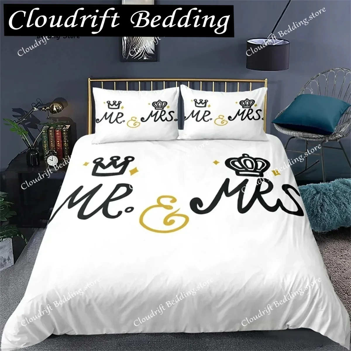 Love Words Duvet Cover Set Romantic Couple Bedding Set Microfiber Love Heart Comforter Single Double Full Queen Size Quilt Cover