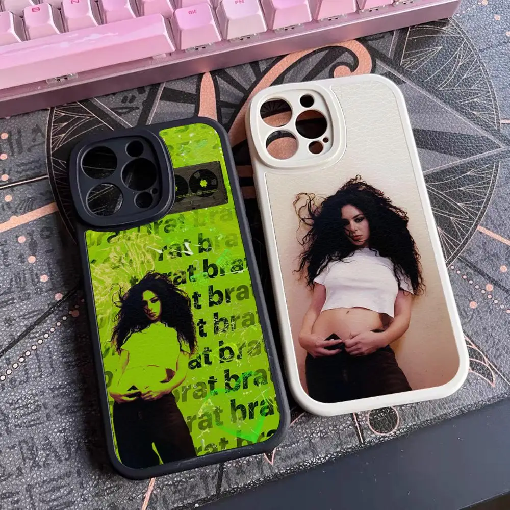 Singer C-Charli XCX BRAT Phone Case For Iphone 15 14 12 13 Pro Max 11 Mini X Xr Xs 7 8 Puls Lambskin Silicone Cover