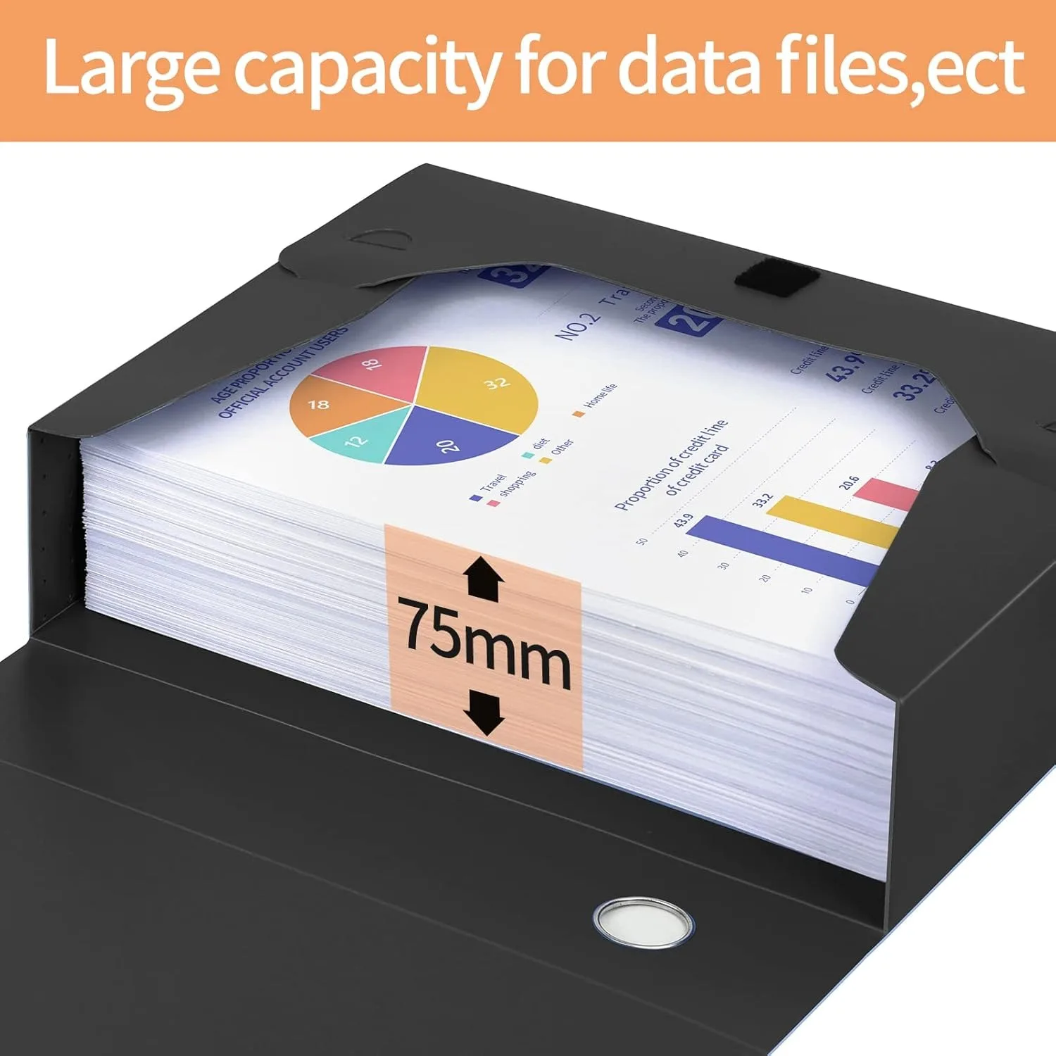 A4 Size Plastic File Box with Lid, Office Document Storage Box, 12.2 X 2.95 X 9.25inch, Black, Pack of 3