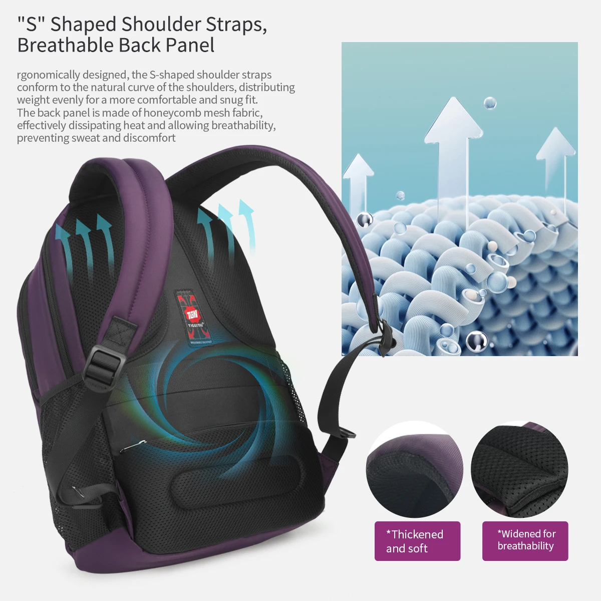 حقيبة ظهر نسائية عصرية من Tigernu باللون الأرجواني مضادة للسرقة مقاس 15.6 بوصة حقيبة ظهر للكمبيوتر المحمول للنساء حقيبة ظهر مضادة للماء للسفر حقائب ظهر مدرسية