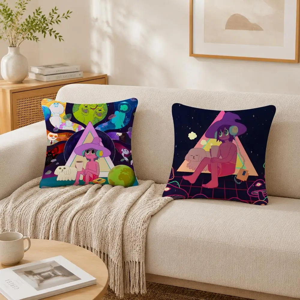 Cartoon The M-Midnight G-Gospel Cushion Cover Plush Decorative Pillow Case With Hidden Zipper Cutecore Room Decor For Home