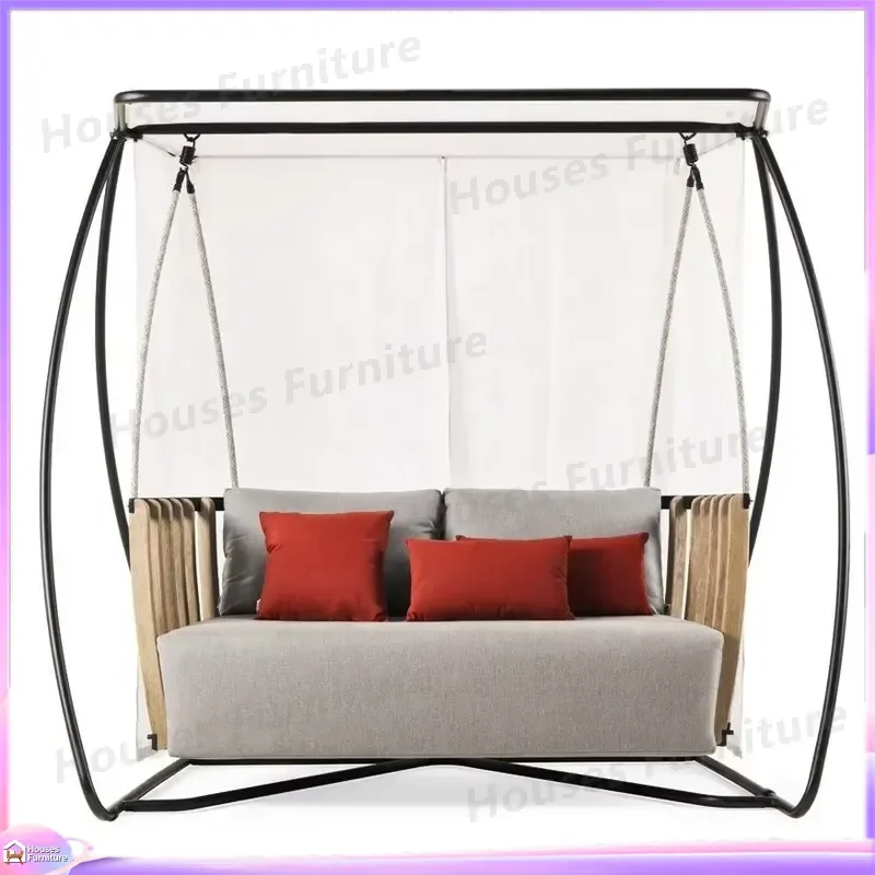 Outdoor Patio Swing Chair 3 Seater Garden Furniture Courtyard Hotel Leisure Porch Hanging Bench Swing Set for Backyard Deck