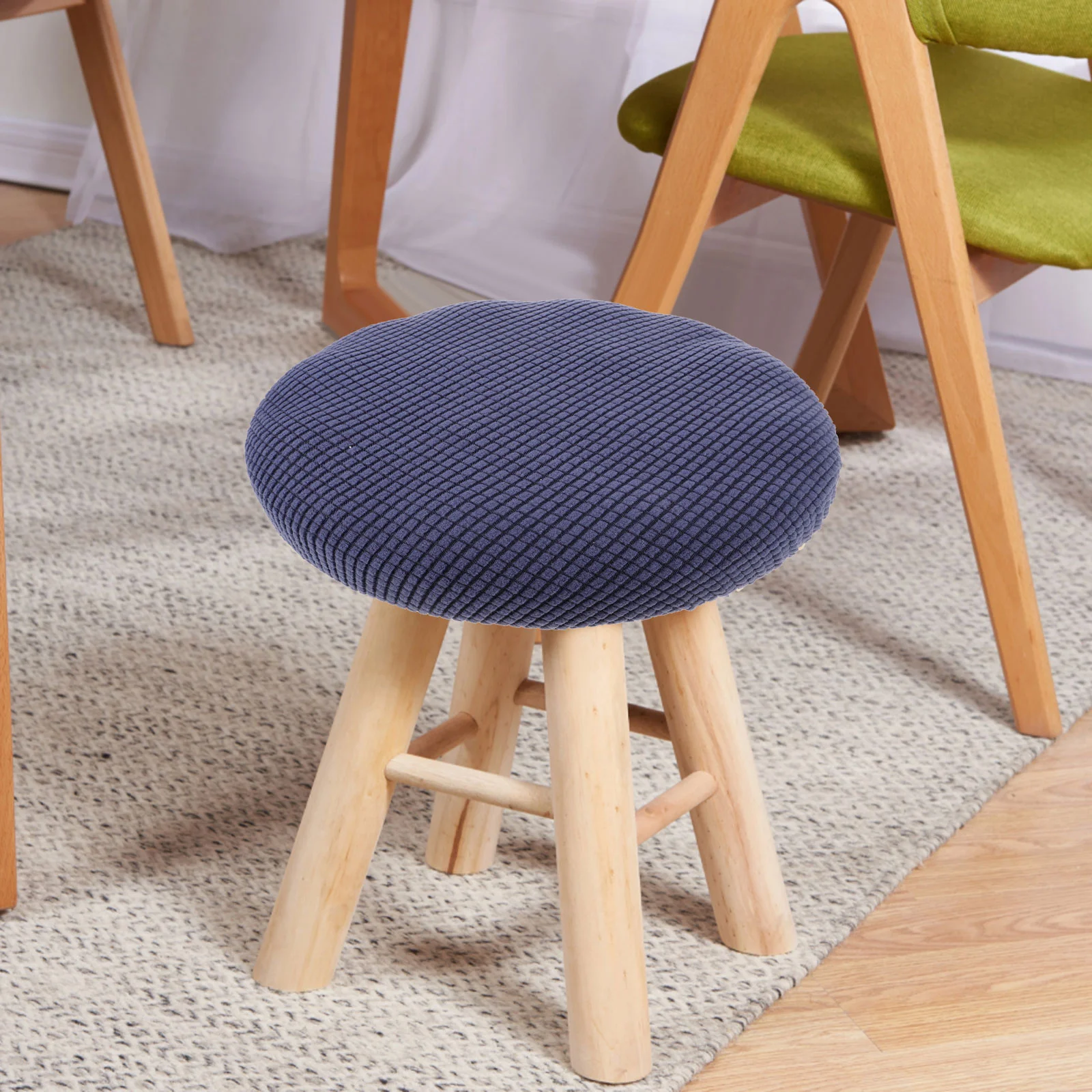 

Round Stool Cover Garden Chair Polyester Home Hood Protector Furniture Indoor Use Black Dressing Table