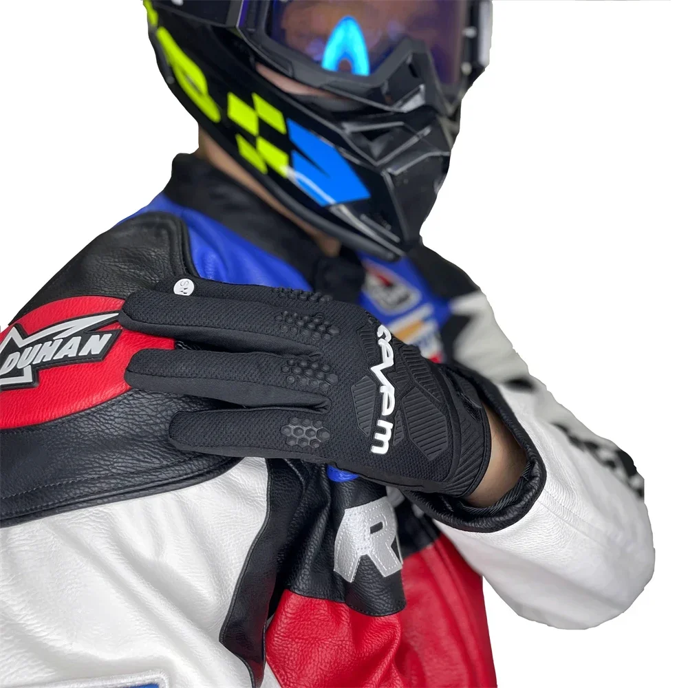 Sevem-Guantes de carreras de Motocross para hombre y mujer, manoplas transpirables de dedo completo para motocicleta, BMX, MTB