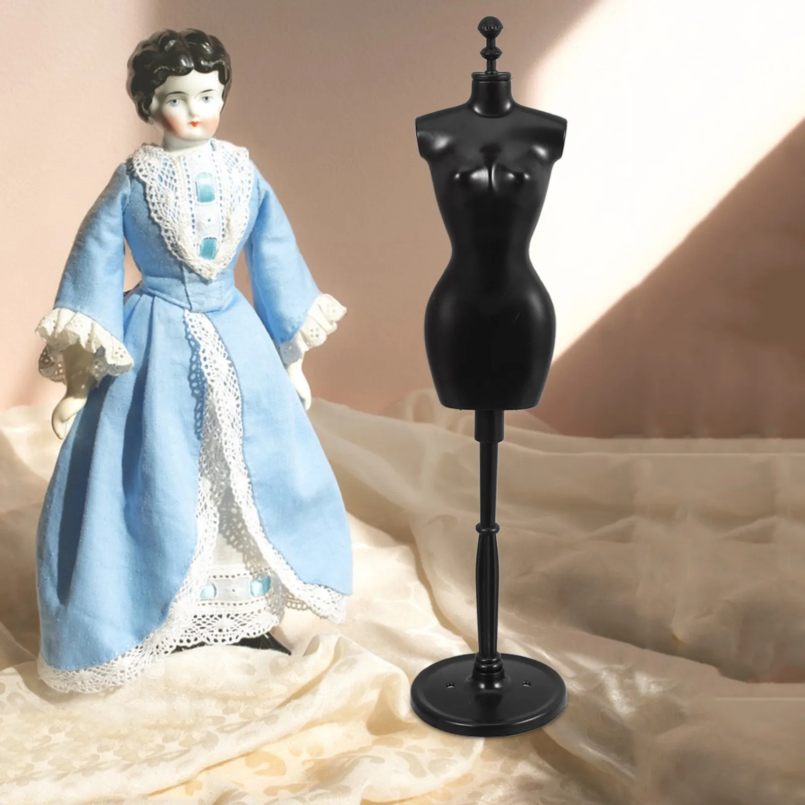 

6Pcs Half-Length Mini Mannequin Display Stand Plastic Dress Holder Stable Wear-Resistant Reusable Clothing Support Rack
