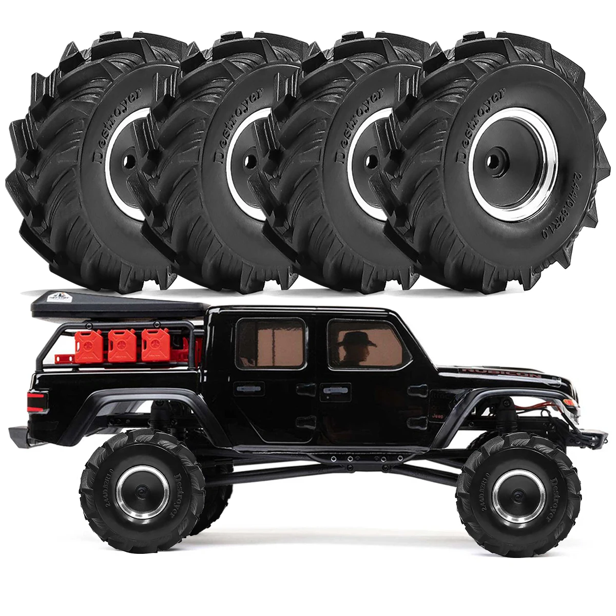 

4pcs 1.0 inch Beadlock Wheel & Tyres Tire Set for 1/24 1/18 Axial SCX24 AX24 TRX4M FCX24 RC Crawler Car Upgrade Parts
