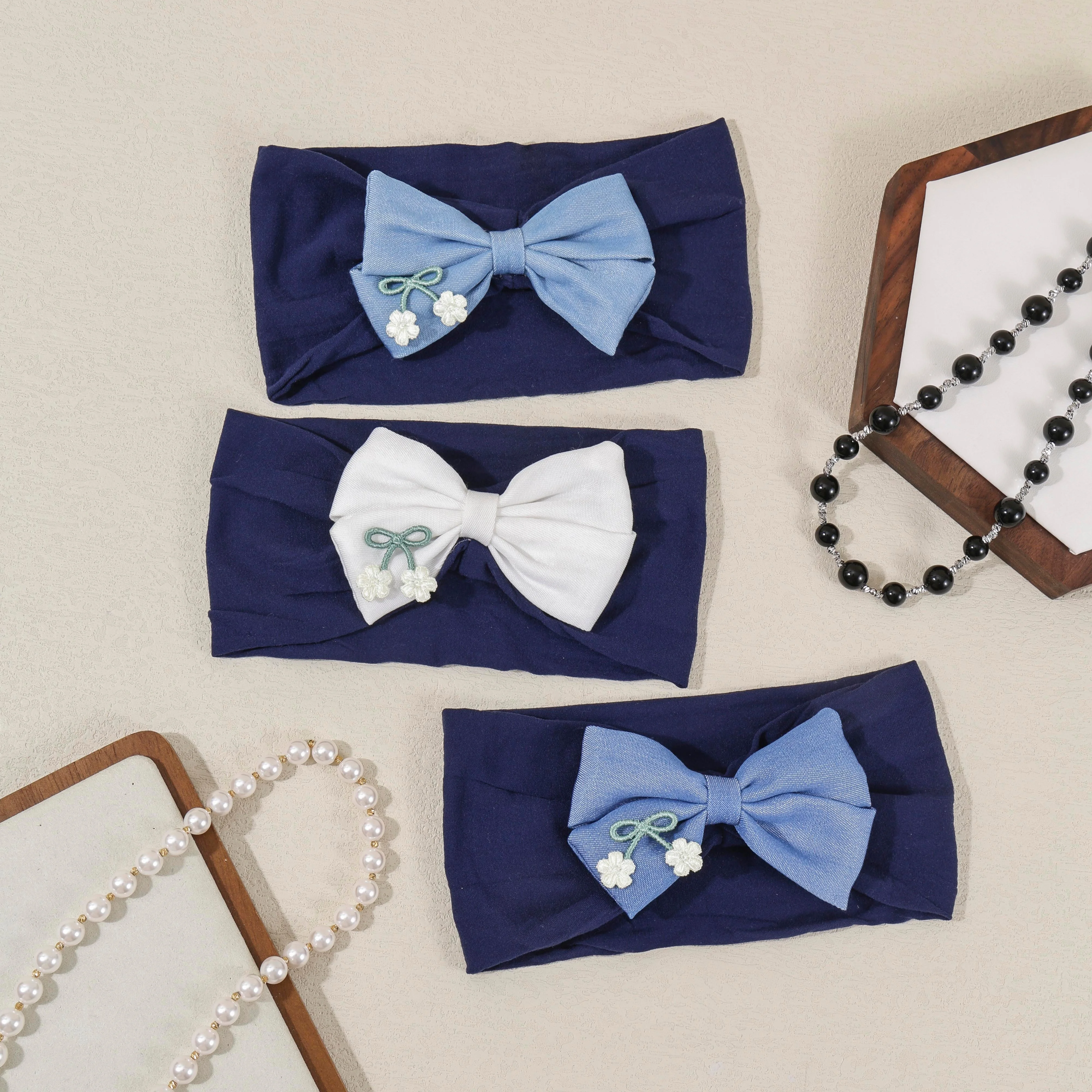 

Baby Bow Headband Navy Blue Elastic Nylon Hair Bands for Newborn Baby Cute Princess Headwear Toddler Hair Accessories Girl