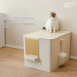 Caja de arena semicerrada extra grande antisalpicaduras para gatos