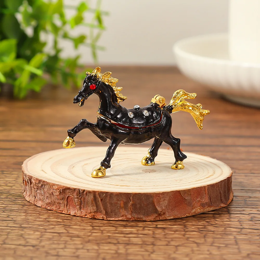 Hand Painted Small Horse Shape Trinket Box Decorative Hinged Jewelry Trinket Box Unique Gift for Home Decor