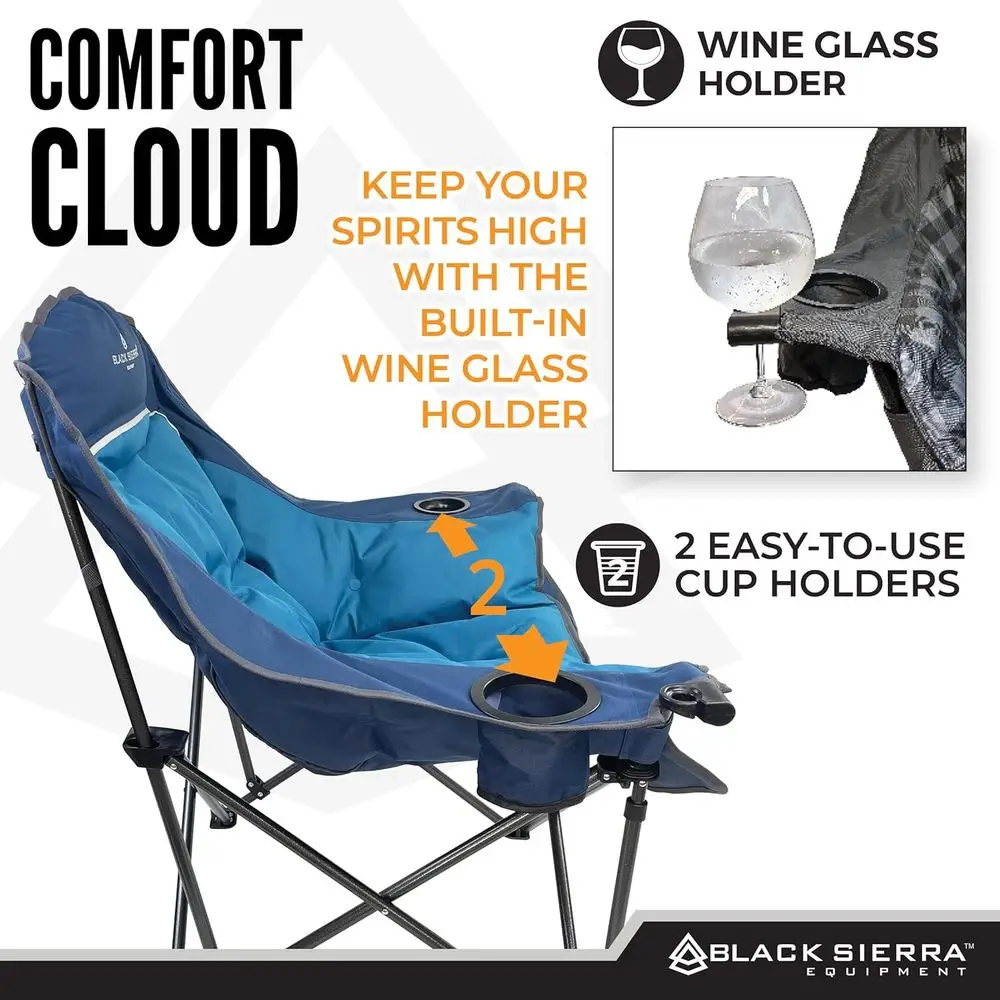 كرسي تخييم من القطيفة باللون الأسود للرياضة والخارجية، كرسي خارجي قابل للطي مقاس XL كبير الحجم يدعم 400 رطل، صالة شديدة التحمل مع/ #6