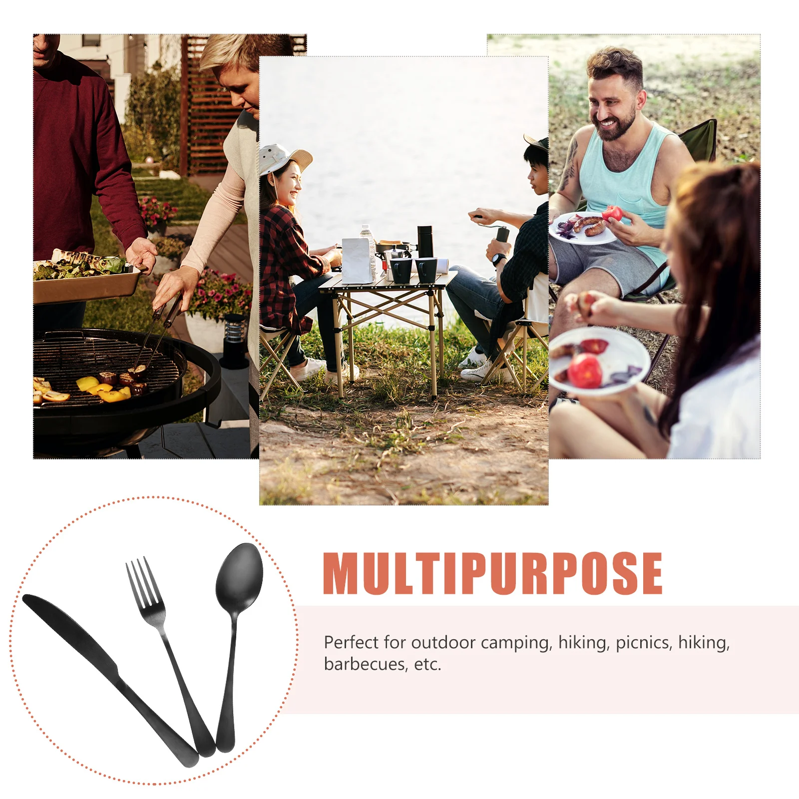 

Reusable Stainless Steel Cutlery Set Travel Utensils Spoon Fork Knife Portable Flatware for Camping Office Picnic