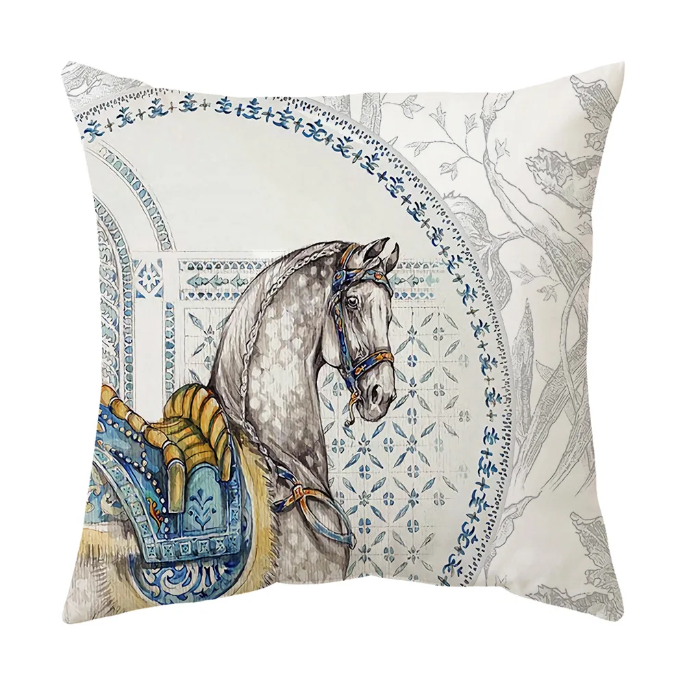 45x45cm Horse Printed Cushion Cover Luxury Decor Home Throw Pillow Case PIllowcase for Living Room Sofa Seat Housse De Coussin