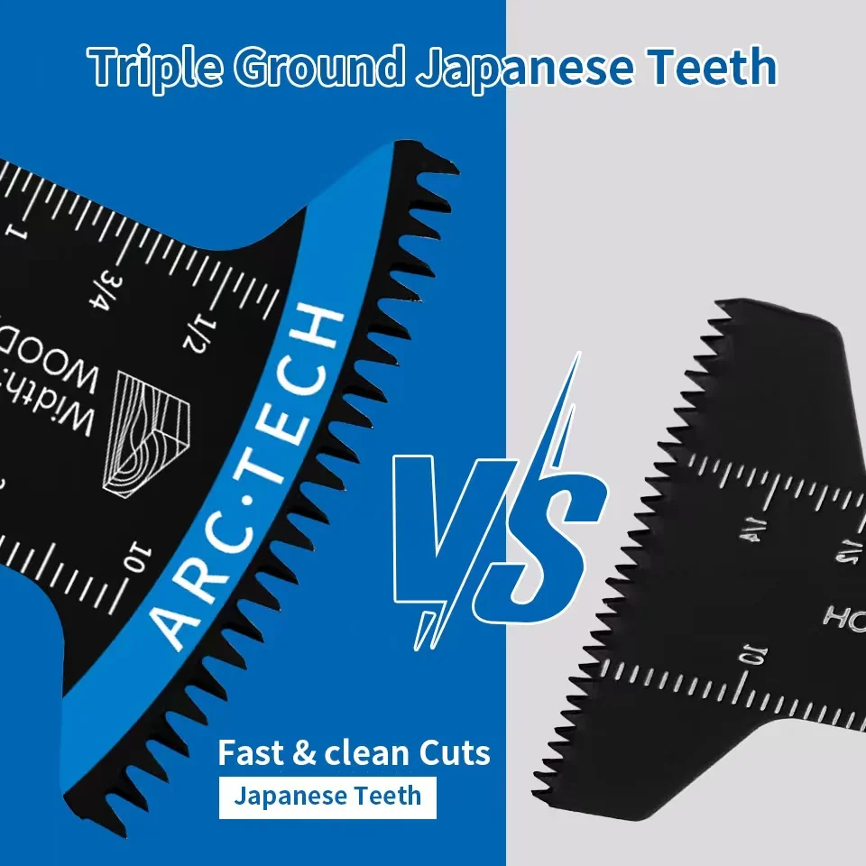 10PCS Japanese Tooth Arc Edge Oscillating Saw Blades Curved Edge Multitool Blades Set Efficient Cut For wood,plastic