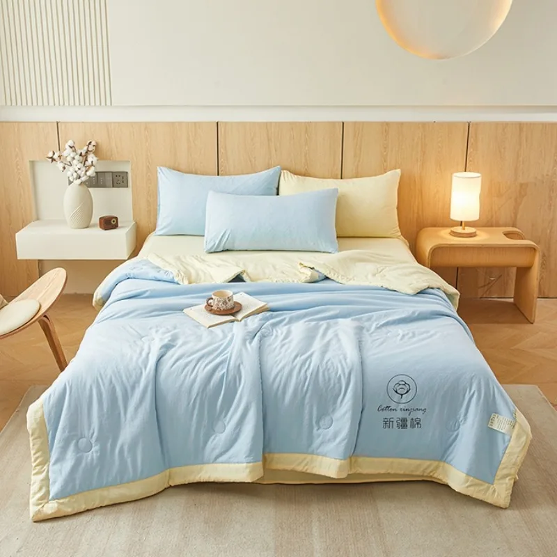 Color-blocking washable Xinjiang cotton summer cool quilt air conditioning quilt thin quilt, no sheets and pillowcases