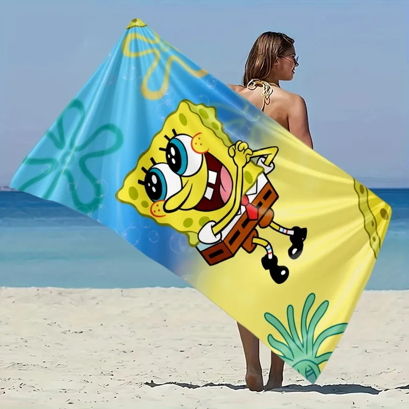 SpongeBob Beach Towel SpongeBob SquarePants beach towel featuring vibrant underwater design with sea anemones and ocean view 3