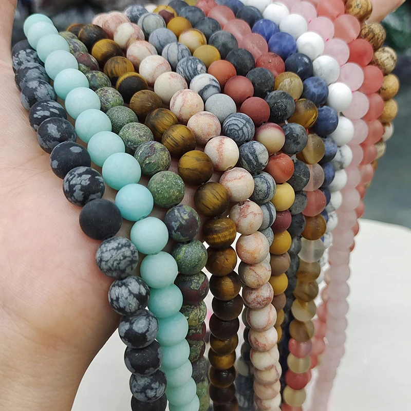 6/8/10mm Matte Stone Beads Natural Stone Beads Round Loose Spacer Beads For Jewelry Making DIY Bracelet Necklace Accessories image 4