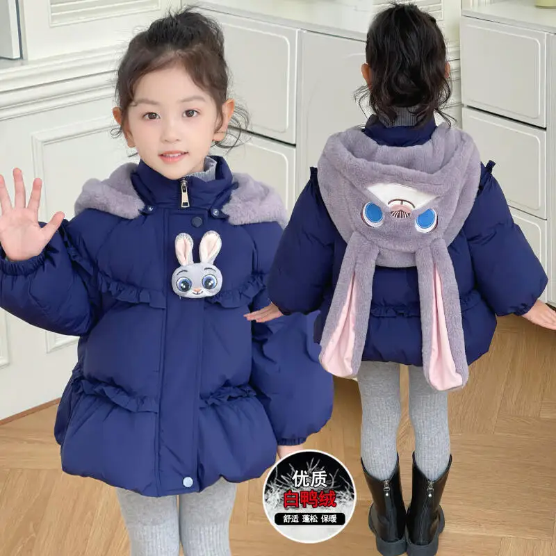 

Girls' Down Jacket 2025 New Judy Hopps Children's Winter Thickened White Duck Down Jacket Mid-Length Little Girls Winter Clothes