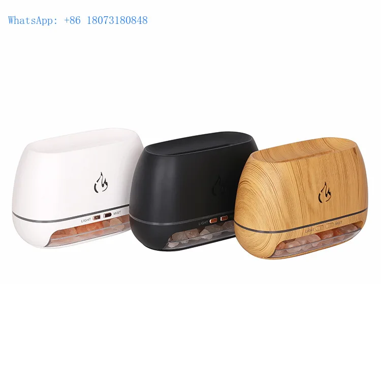 Salt Stone Flame Atomization Humidifier 200ml Small Portable Wood Grain  Essential Oil Humidifier Aromatherapy Machine