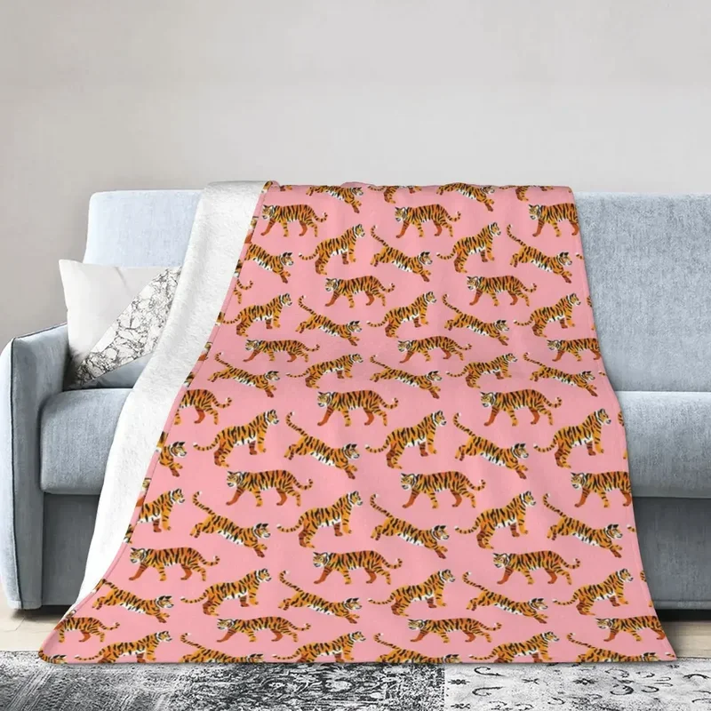 Bengal tigers-peachy pink blanket soft warm flannel throw blanket bed bed cover for living room picnic travel home sofa