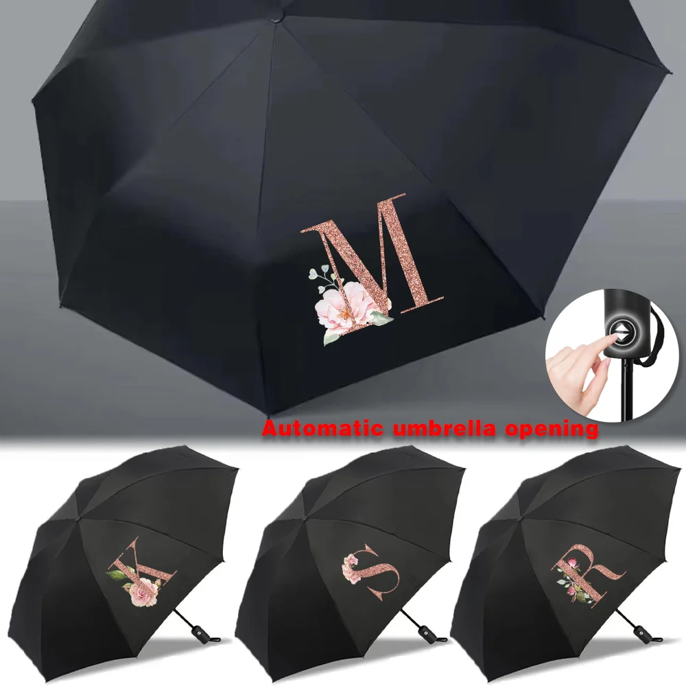 

Foldable Umbrella UV Protection Automatic Umbrellas Sun Rain High Aesthetic Value Travel Essentials Portable Folding Rose Gold