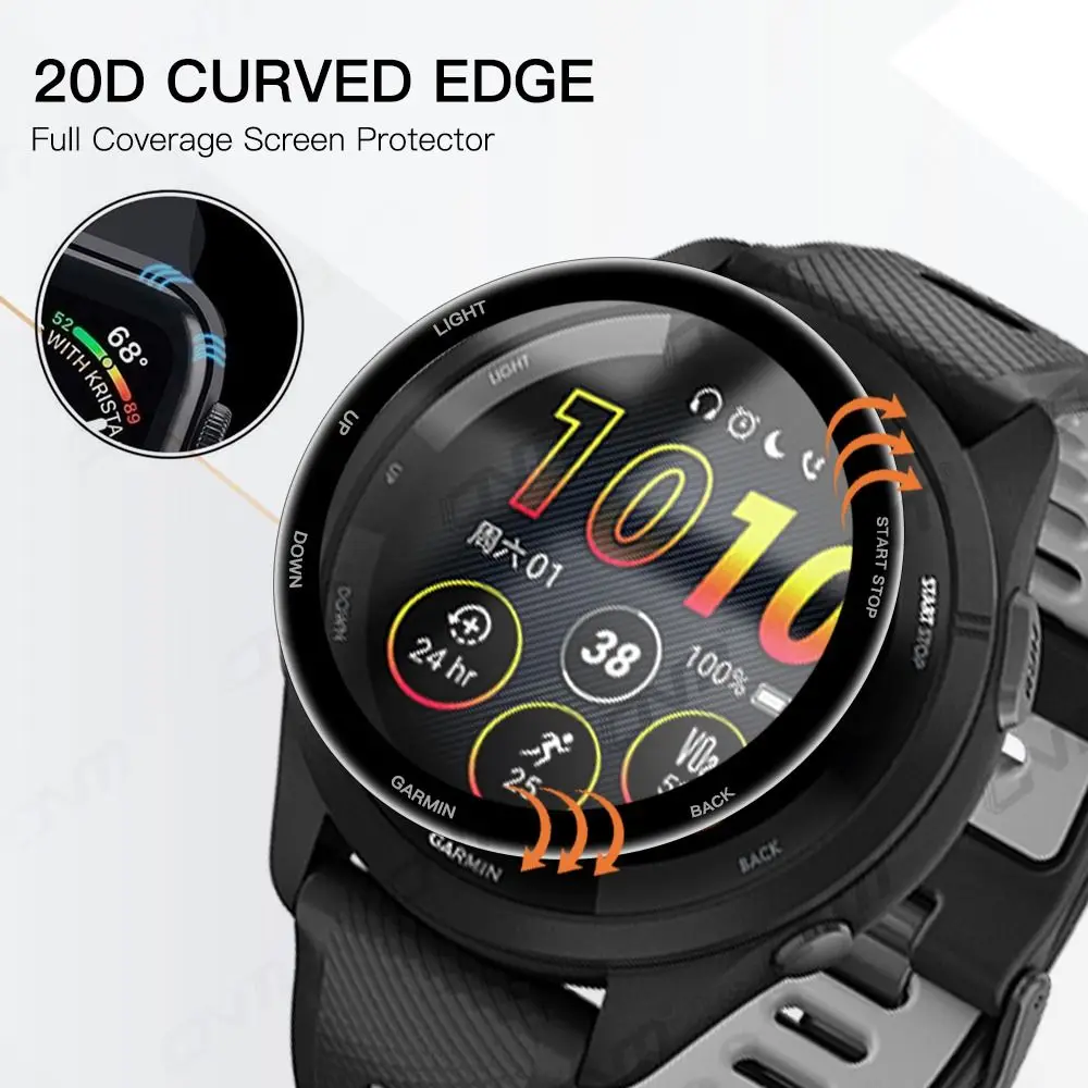 ガーミンフォアランナー用スクリーンプロテクター,3D湾曲エッジ,保護フィルム,新しい265, 265s,2個