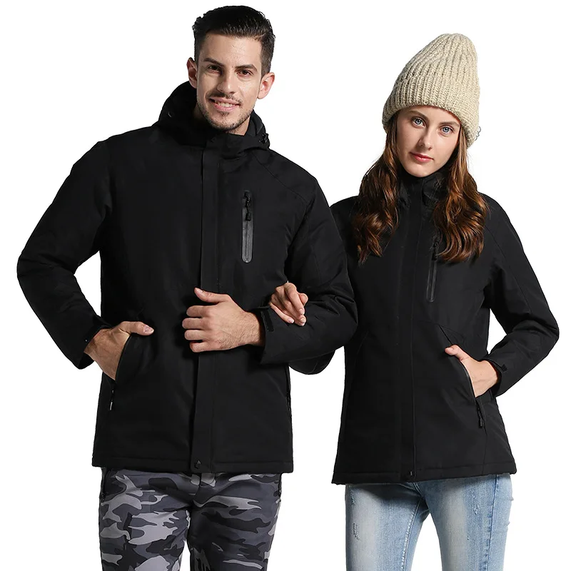 New Couple Outdoor Sports Heating Detachable Warm Mountaineering Shell Jacket plus Size Hooded Jacket