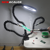 Desk Clamp PCB Holder Soldering Helping Hand Third Welding Station Flexible Arms LED Lamp 3 Color Lights Lighting Welding Tools