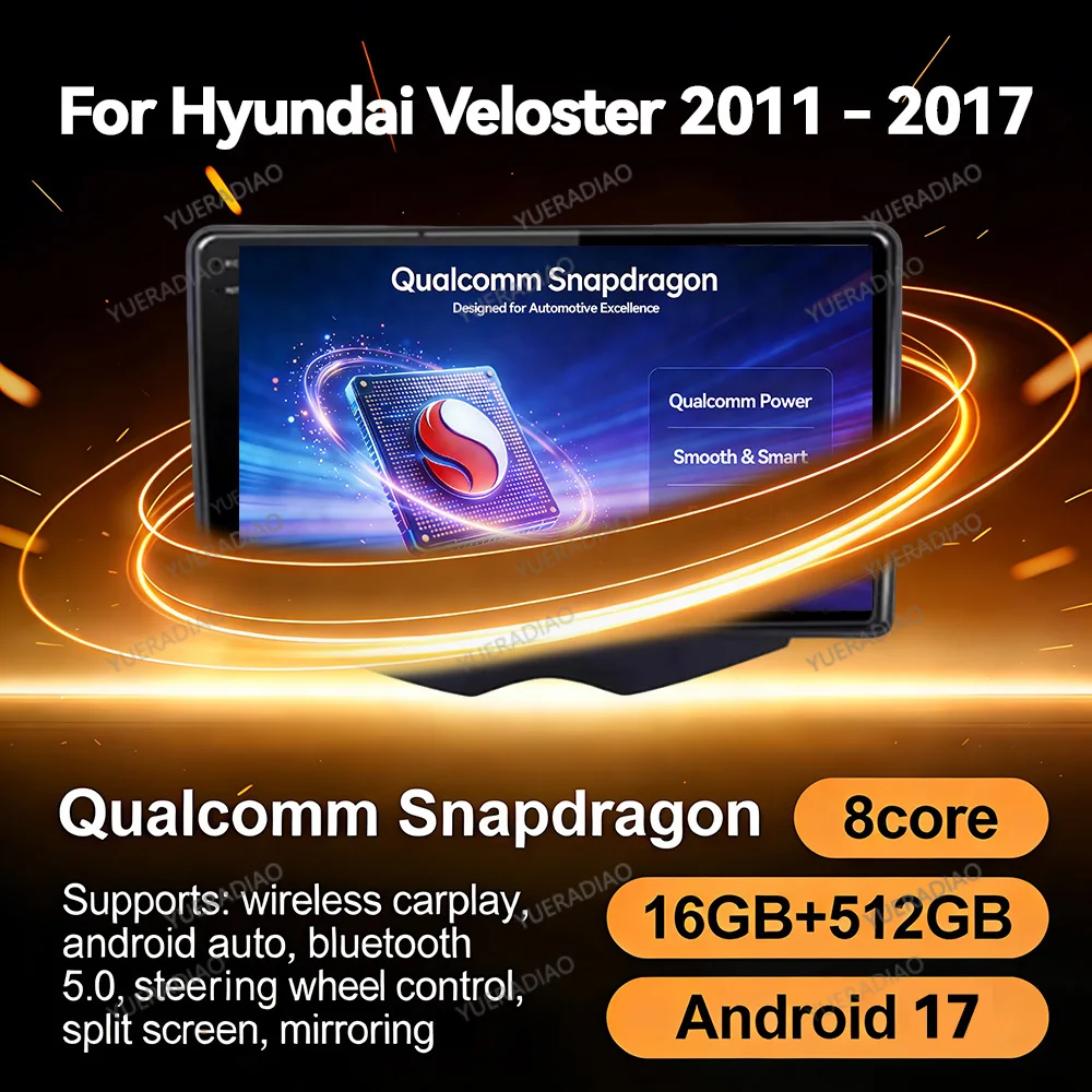 Android 17 Car Radio For Hyundai Veloster FS 2011 - 2017 QLED 4G LTE 5G WIFI BT 2DIN Multimedia Stereo Video Player Head Unit