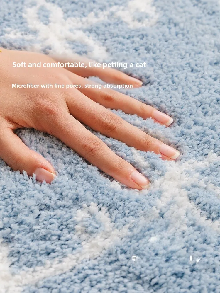 Ultra-Leather Bathroom Mat Soft High-Pile Entrance Door Mat Anti-Slip Absorbent  Knot Home Bedroom Floor Rug