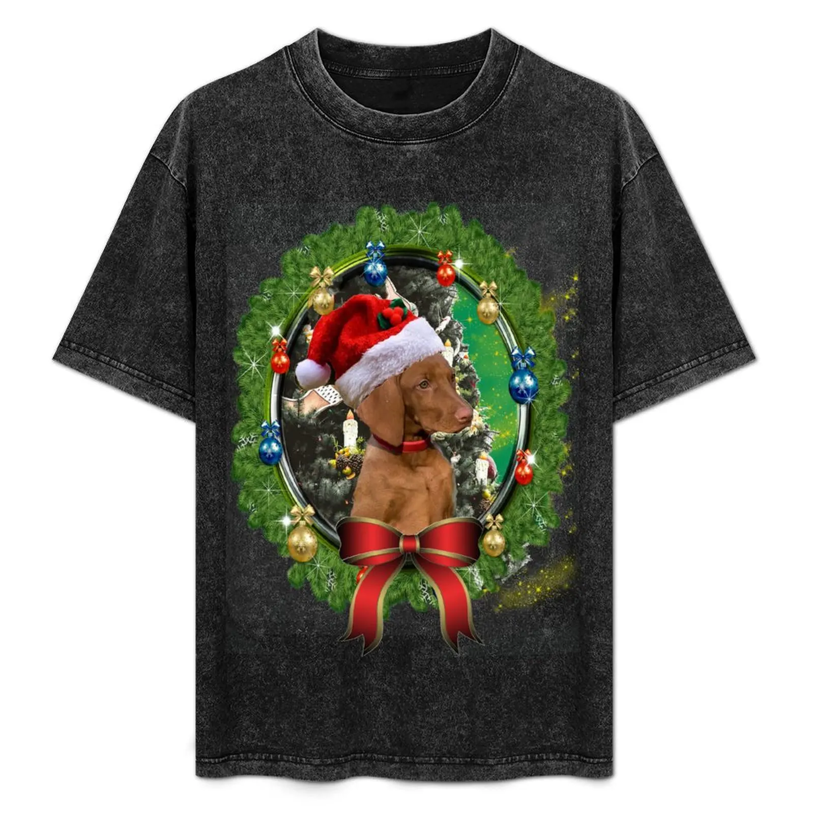 Christmas Vizsla T-Shirt oversized graphic tee quick-drying plus size men clothing