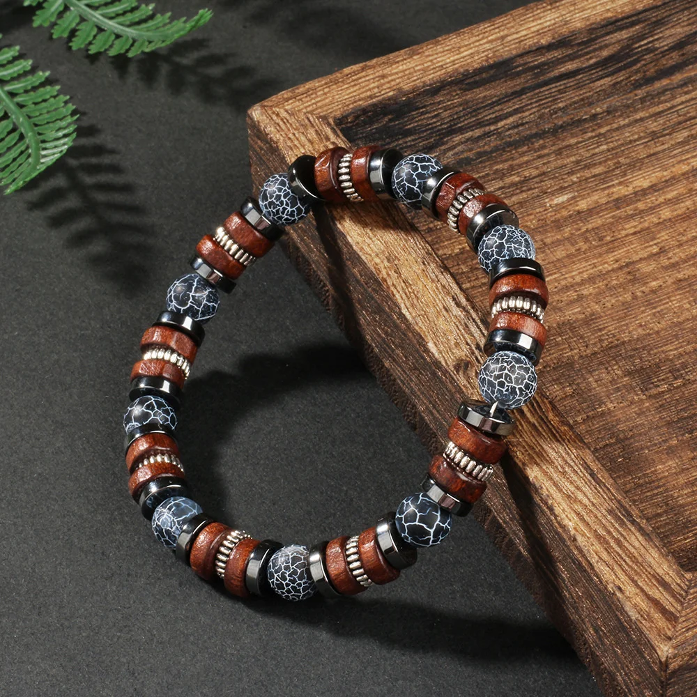Men'S Fashion For Hot Weather - ขายดี! สร้อยข้อมือหินธรรมชาติสำหรับผู้ชาย สไตล์วินเทจสปอร์ต ทำจากไม้และอาเกต เครื่องประดับแฟชั่น