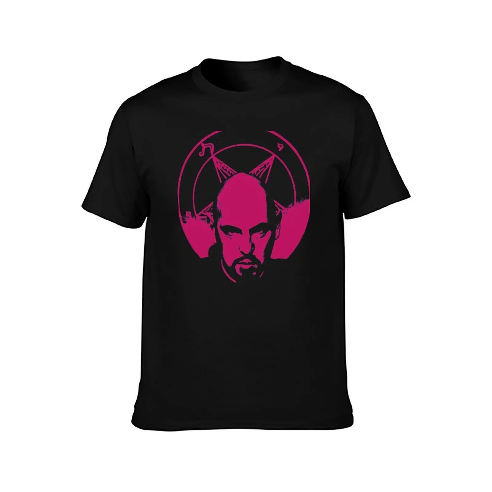Anton LaVey T-Shirt, Summer Casual Cotton Tee, Oversized Streetwear Tops, Vintage Graphic Print, Loose Fit Short Sleeve