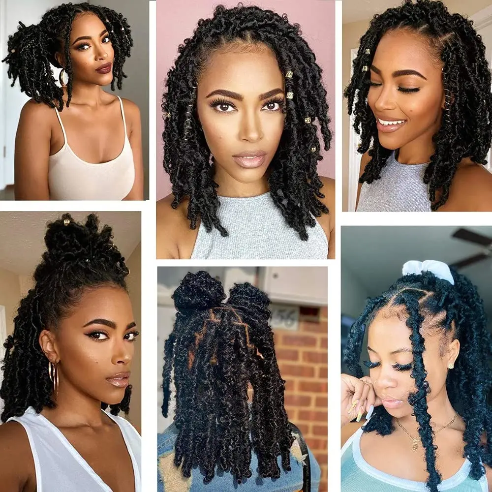 Butterfly  Synthetic Locs Crochet Hair Short Soft Handmade Distressed Braids Pre Looped Locs Crochet Hair for black Women