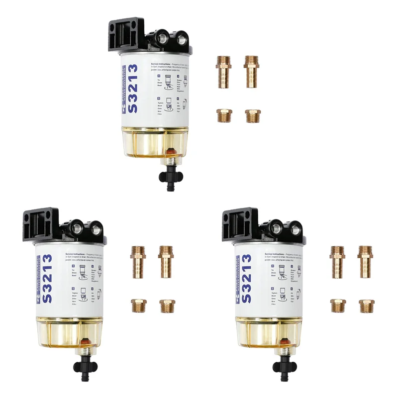 

3X S3213 Fuel Water Separator Filter Assembly For Outboard Motor Mercury 35-60494-1 For B32013 18-7932