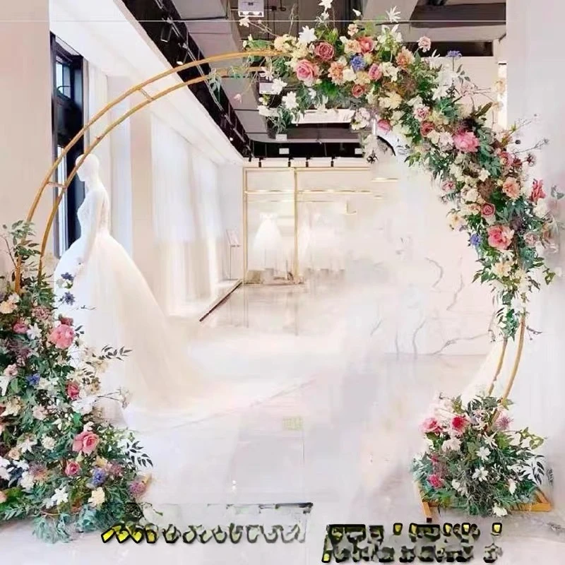 

New Wedding Props Background Round Double Arch Flower Door Shelf Full Flower Full Flower Arch Shelf Wedding