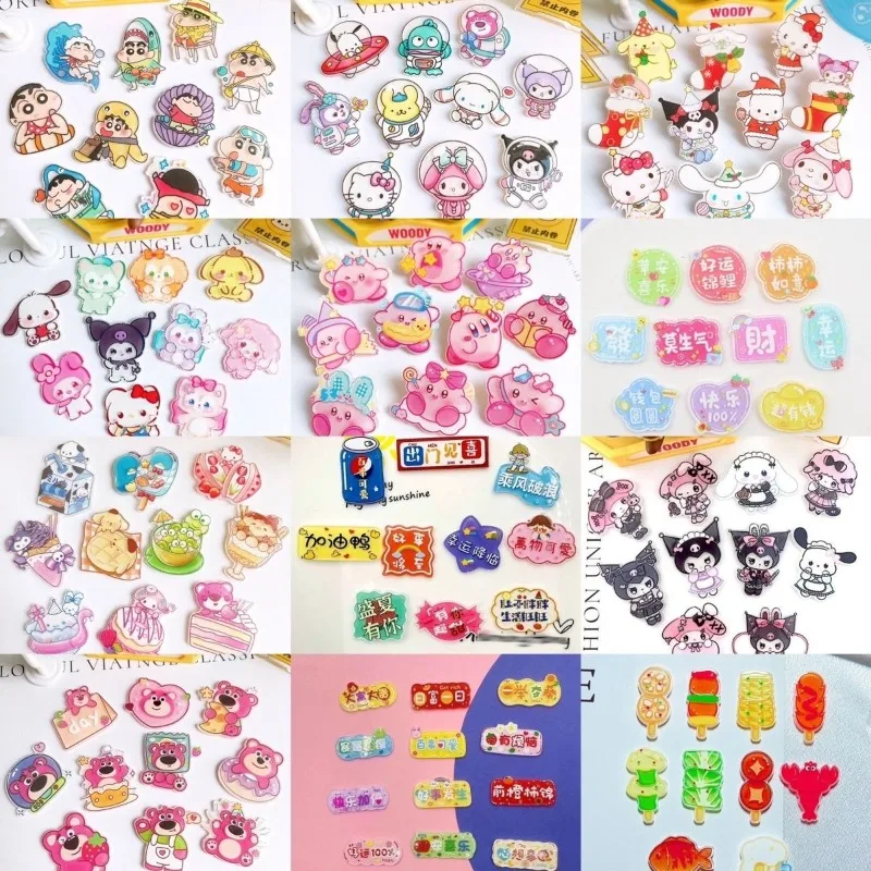 Hot selling anime Sanrio acrylic patch cartoon cute hello Kitty Kirby handmade DIY hair clip brooch badge accessory materials