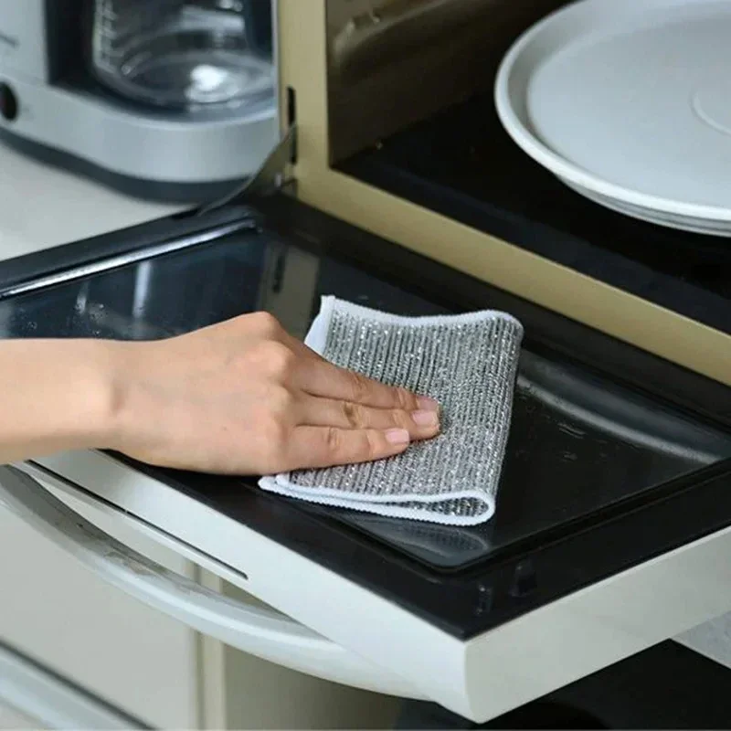 Rust Removal Cleaning Cloth Kitchen Magic Dishwashing Towel Metal Steel Wire Cleaning Rag Microwave Stove Clean Tools Dish Cloth