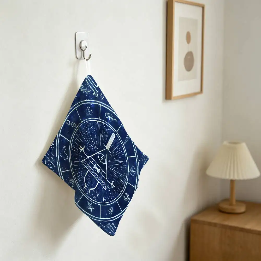 B-Bill C-Cipher Polyester Cotton Hanging Kitchen Towel, Absorbent Hand Wiping Cloth For Daily Cleaning Drying