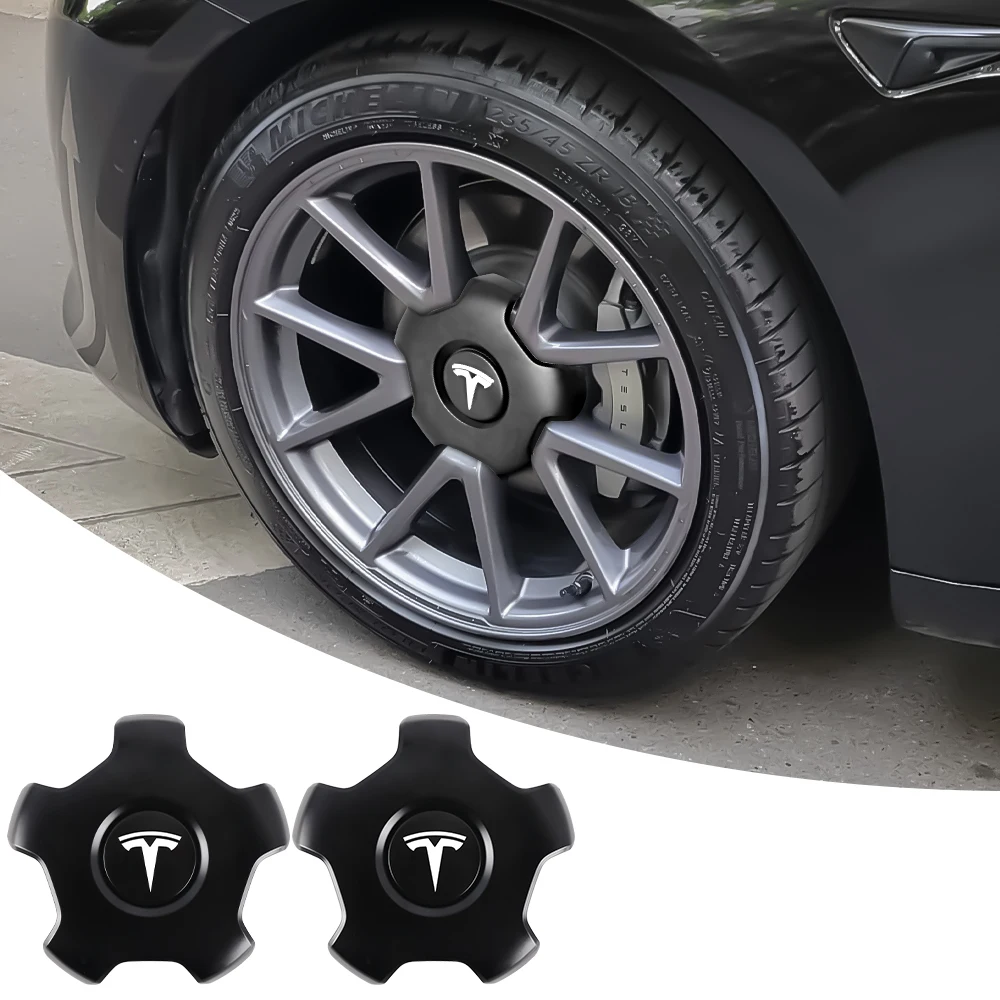 4 pièces pour Tesla modèle 3 modèle Y modèle S modèle X bobine Cybertruck moyeu de roue de voiture capuchon central Badge couvre autocollant accessoires automobiles