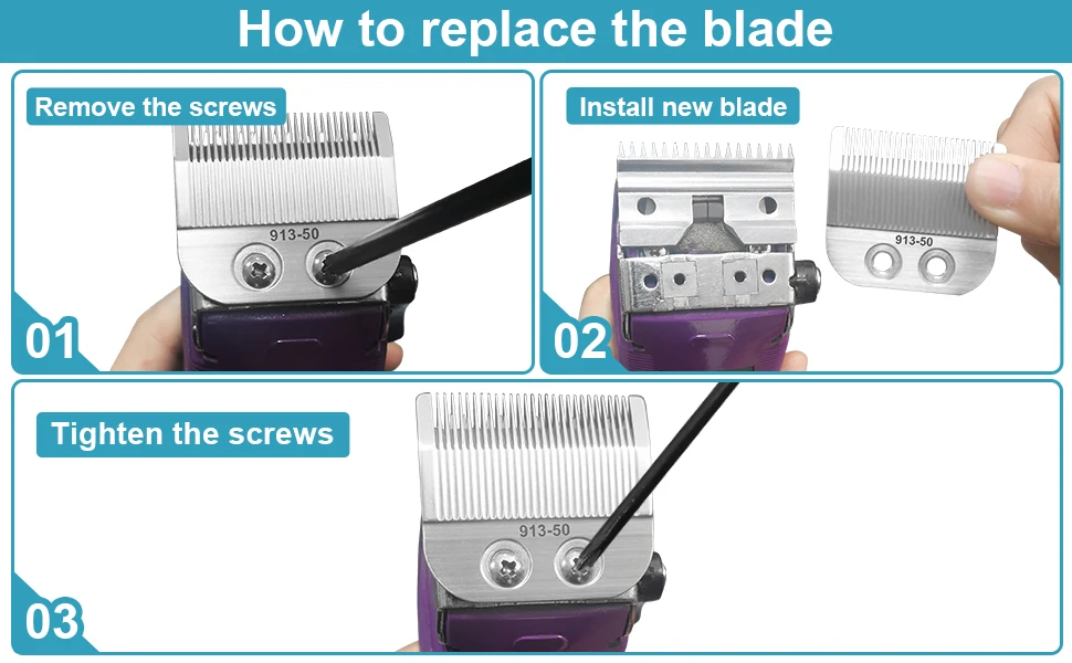 Professionelle, verstellbare Feinklinge, kompatibel mit Oster Fast Feed 076023 Salon Pro Clippers 076830 Klinge 913-53 913-50 – Detail 4