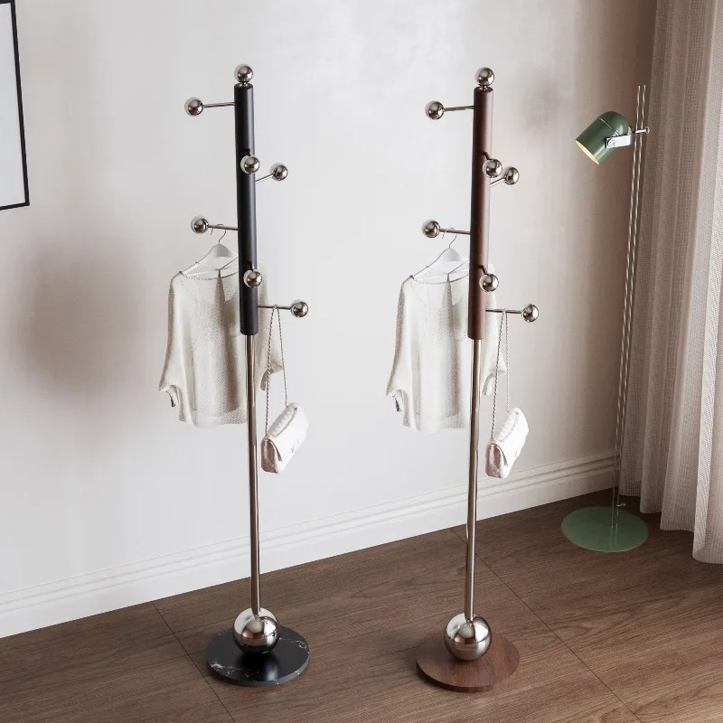 Floor Stand Garment Rack Small Footprint High Load Bearing Anti-tilt Coat Rack Marble Base Retro Classic Living Room Furniture