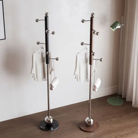 Floor Stand Garment Rack Small Footprint High Load Bearing Anti-tilt Coat Rack Marble Base Retro Classic Living Room Furniture