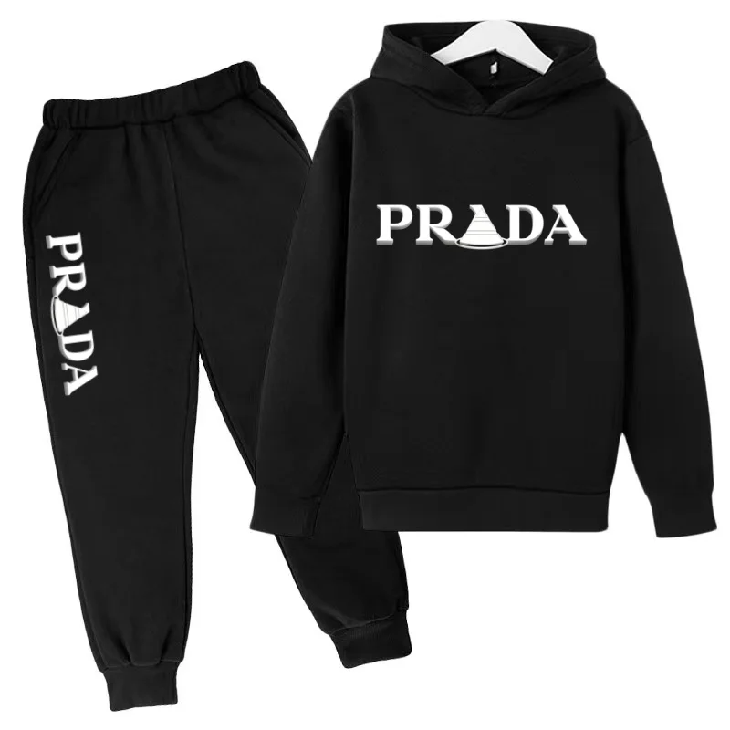 2026 Neuester Stil Muster Kapuzenpullover Top+Hose - Geeignet für Jungen und Mädchen von 3 bis 13 Jahren Kinder Marken-Sportbekleidungsset – Detail 8