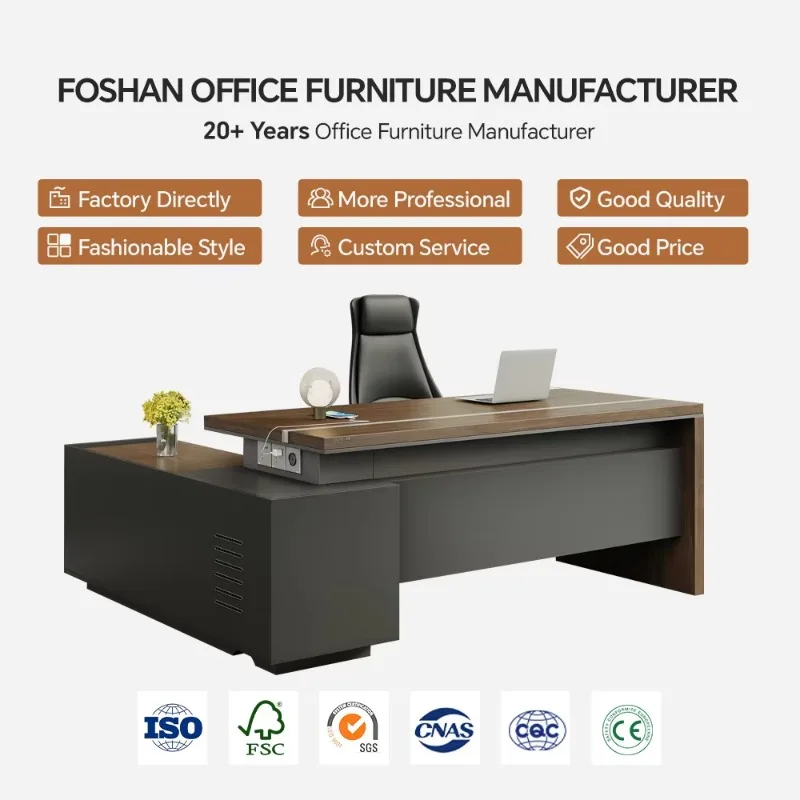 تخصيص أثاث المكاتب الحديثة L-شكل رئيس الجدول مدير الكابلات الجدول اجتماع الجدول مكتب مدير الحديث مع إدارة الأسلاك