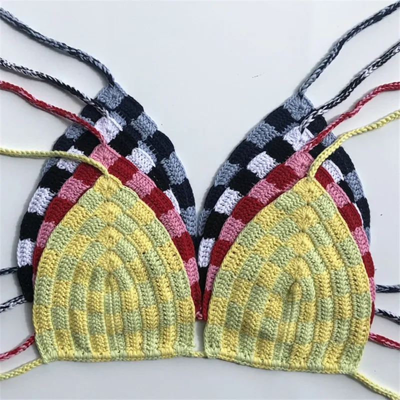 جديد مثير مجموعة البكيني الكروشيه، منقوشة الحياكة ملابس السباحة النساء، Strappy رفع المايوه البرازيلي، الصيف ملابس الشاطئ