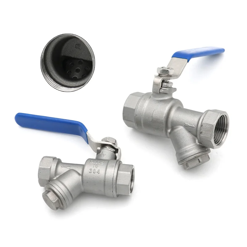 

304 Stainless Steel Filter Ball Valve DN15 20 25 32 40 50 80 Mesh Y Type Casting Internal Thread Switch Outdoor Gardens Homebrew